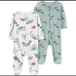 CARTER'S 2 pack Just One You 3M Baby Dinosaur Bodysuit Pajama Outfit NEW!